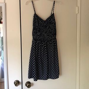 Navy blue polka dot summer dress